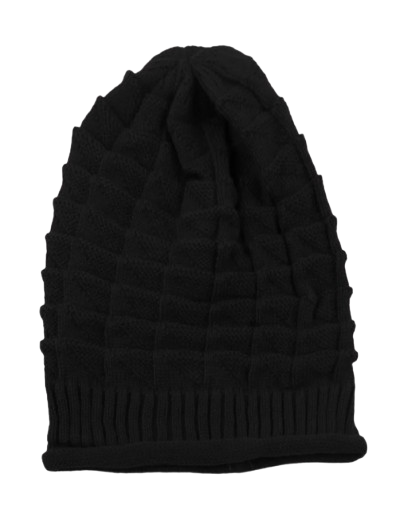 Unisex Textured Knit Beanie Classic Black Winter Beanie