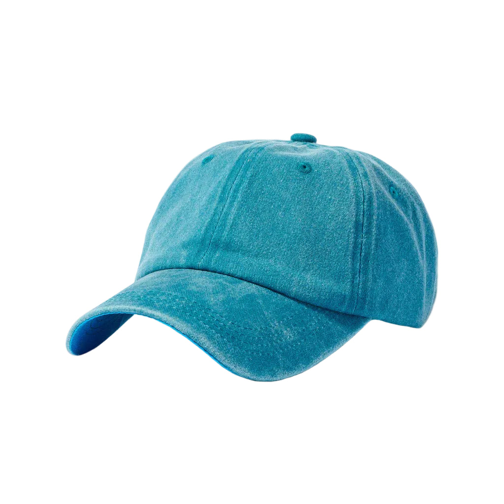 Acid Blue Washed Cotton Adjustable Unisex Baseball Cap