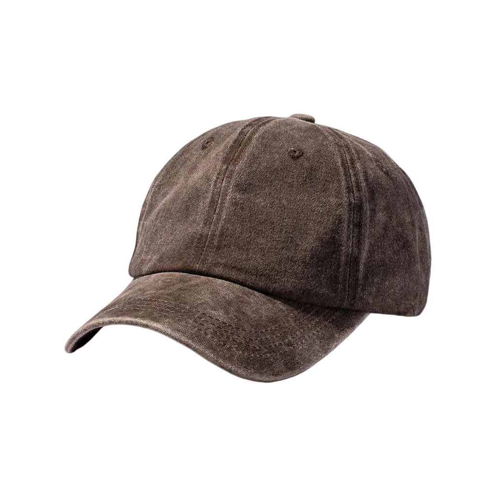 Brown Unisex Washed Cotton Adjustable Baseball Cap