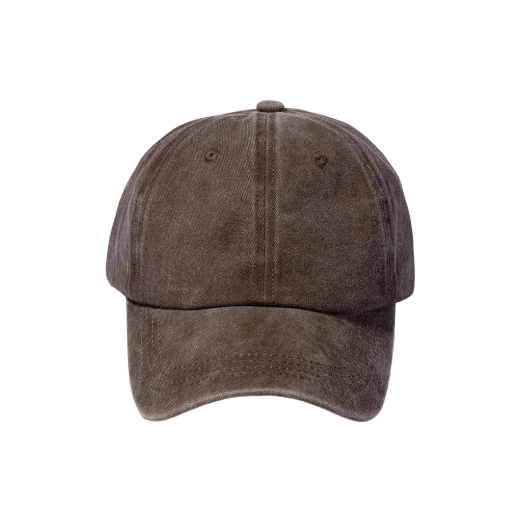 Brown Unisex Washed Cotton Adjustable Baseball Cap