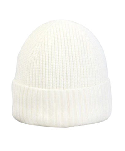 Unisex Ribbed Knit Beanie White For Winter